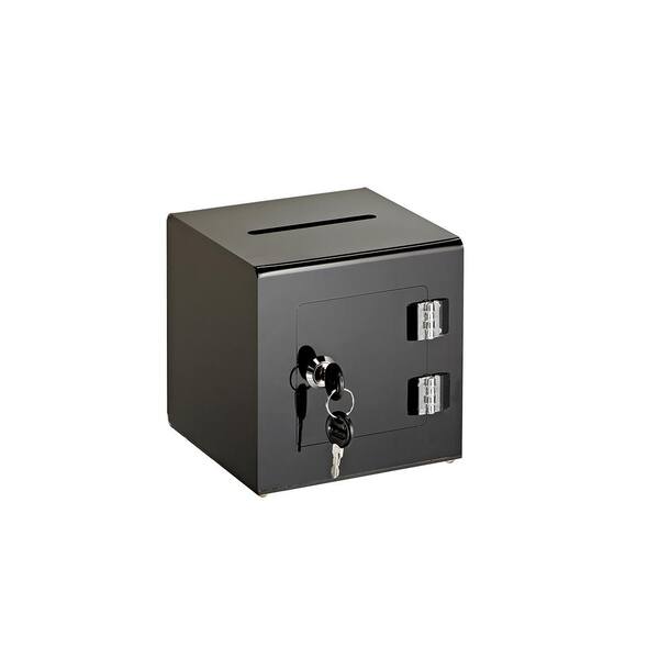 AdirOffice 6 in. x 6 in. x 6 in. Acrylic suggestion Donation Box with Easy Open Rear Door, Black