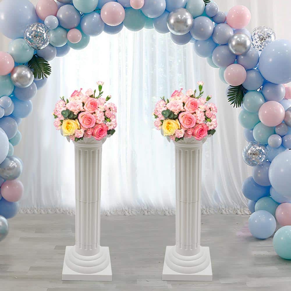Tall White Plastic Roman Pillar Set for Wedding Decor