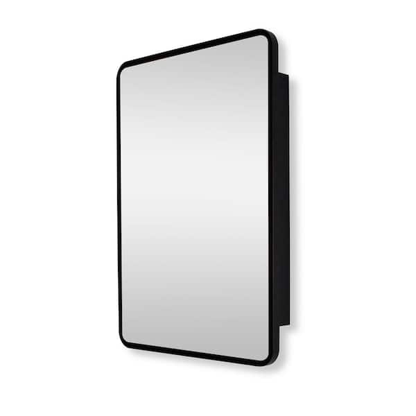 FUNKOL 4.9 in. D x 20 in. W x 28 in. H Black Metal Framed Bathroom Surface Mount or Recess Medicine Cabinet with Mirror