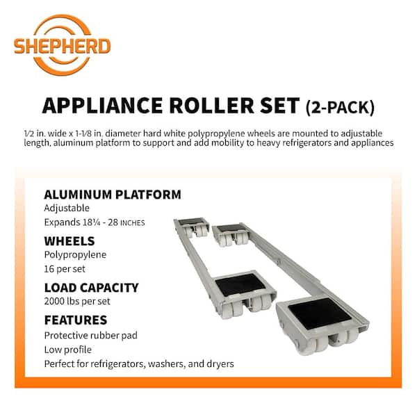 18-1/4 - 28 in. Aluminum Steel Appliance Rollers (2-Pack)