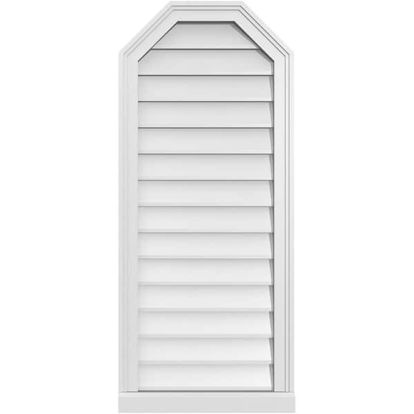 Ekena Millwork 18 in. x 42 in. Octagonal Top Surface Mount PVC Gable Vent: Decorative with Brickmould Sill Frame