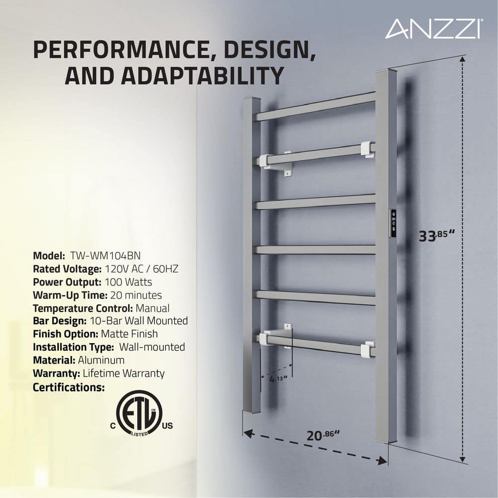 Naples Aluminum Floor-Standing 6-Bar Towel Warmer