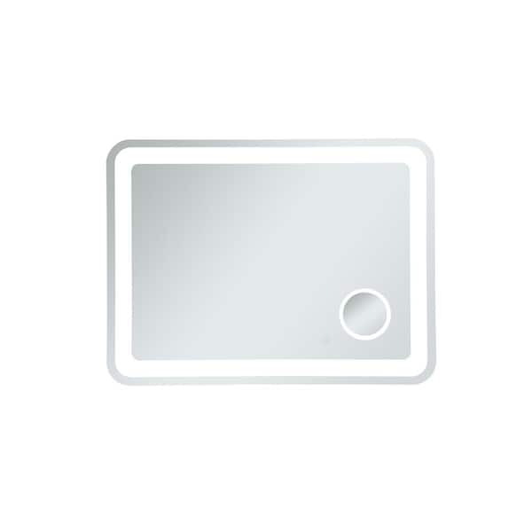 Unbranded Simply Living 40 in. W x 30 in. H Large Rectangular Frameless Magnifying Wall Bathroom Vanity Mirror in Glossy White