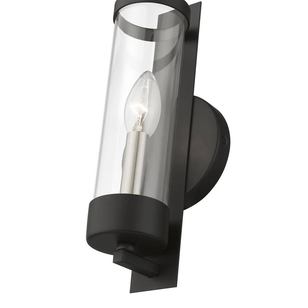 Sleek Modern Black and Brushed Nickel Dimmable Wall Sconce