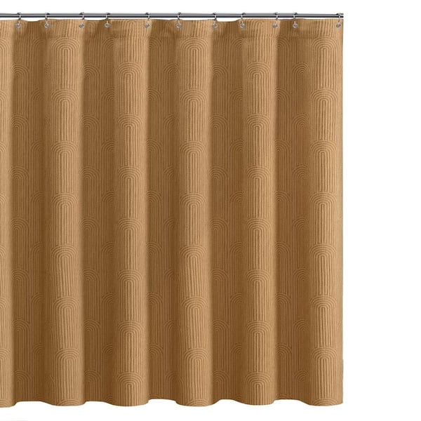 Boho Shower Curtains Linen Blend Fabric Terracotta Cotton Bohemian Mid Century Minimalist Arch Brown 72 x 72