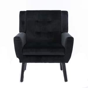 Black Velvet Material Ergonomics Accent Arm Chair Living Room Chair Bedroom Chair Home Chair with Black Legs