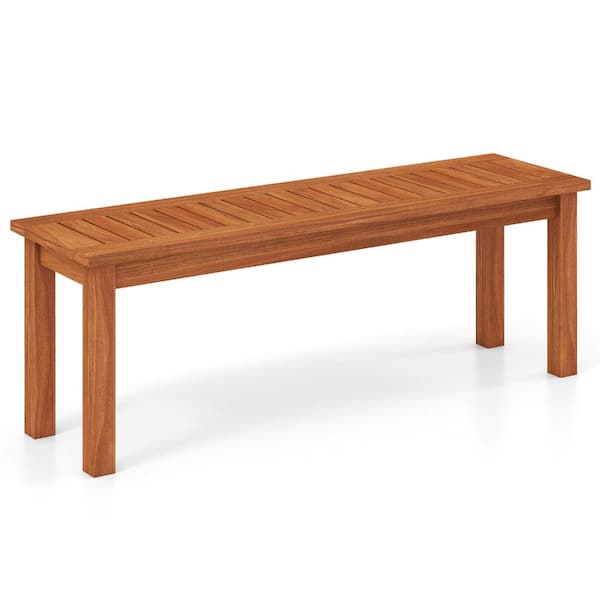 Outdoor 2-Person Wood Garden Bench with Slatted Seat 440 lbs. Capacity 85% Pre-Assembled