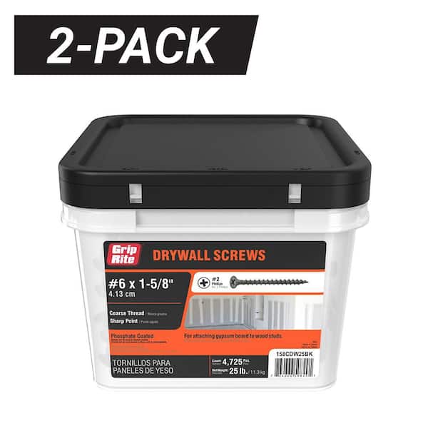 2-Pack 6 x 1-5/8 in. 2 Phillips Bugle Head Coarse Thread Sharp Point Drywall Screw (50 lb. / 9,450-Piece)