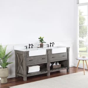 Villareal 72 in.W x 22 in.D x 34 in.H Double Farmhouse Bath Vanity in Classical Grey with Composite Stone Top