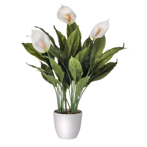 Regency International 26 .5 in. White Artificial Natural Touch Peace Lily Flower in Pot