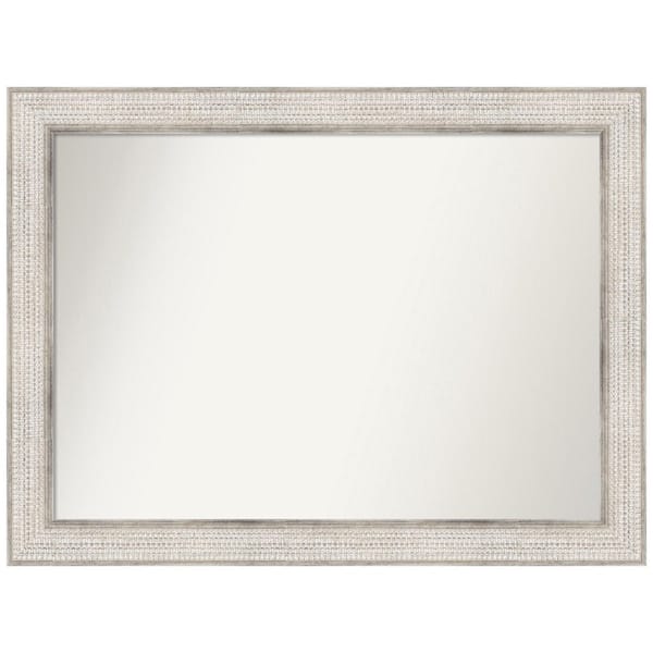 Amanti Art Trellis Silver 44 in. x 33 in. Non-Beveled Classic Rectangle Wood Framed Wall Mirror in Silver