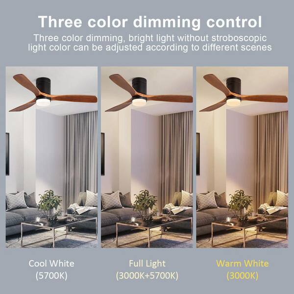 Topeka Low Profile Smart Ceiling Fan with LED Light and Remote 52 inch