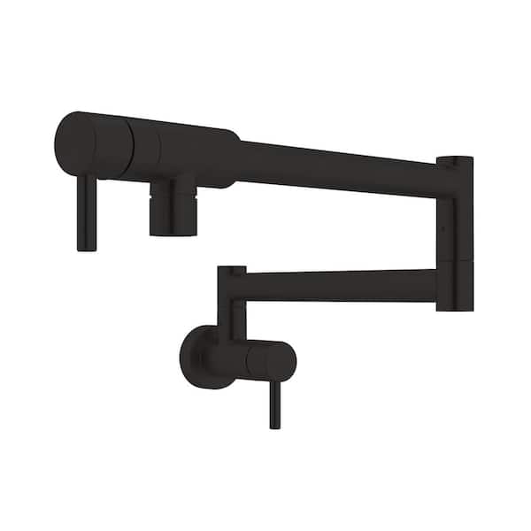 ROHL Pirellone Wall Mount Potfiller with 180° Spout Swivel in Matte Black