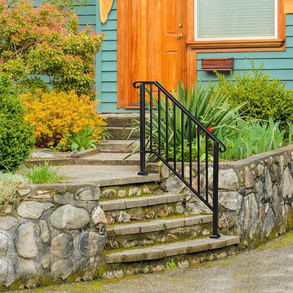 Karl home Transitional Handrail Stair Railing Fits 3-Step Iron Rail Kit