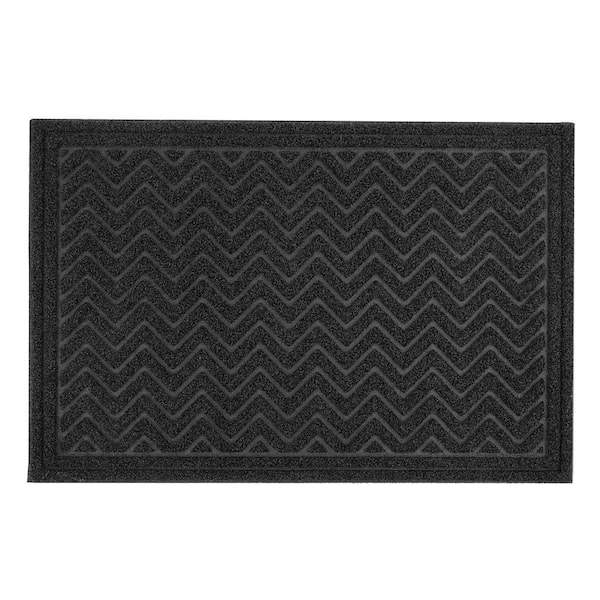 Superior Black Chevron 24 in. x 35 in. Coir Door Mat