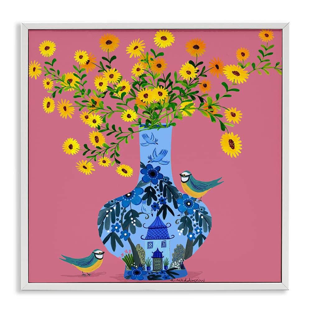 Ornate Vase with Daisies by Kay Widdowson White Framed Nature Giclee Art Print 24 in. x 24 in. price history on PriceWatchPro