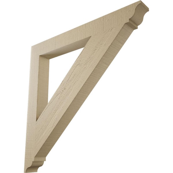Ekena Millwork 3.5 in. x 32 in. x 32 in. Traditional Traditional Rough Cedar Woodgrain Timberthane Polyurethane Bracket, Primed Tan
