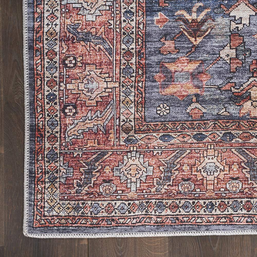Navy & Brick 5' x 7' Reversible Flat Woven Synthetic Rug