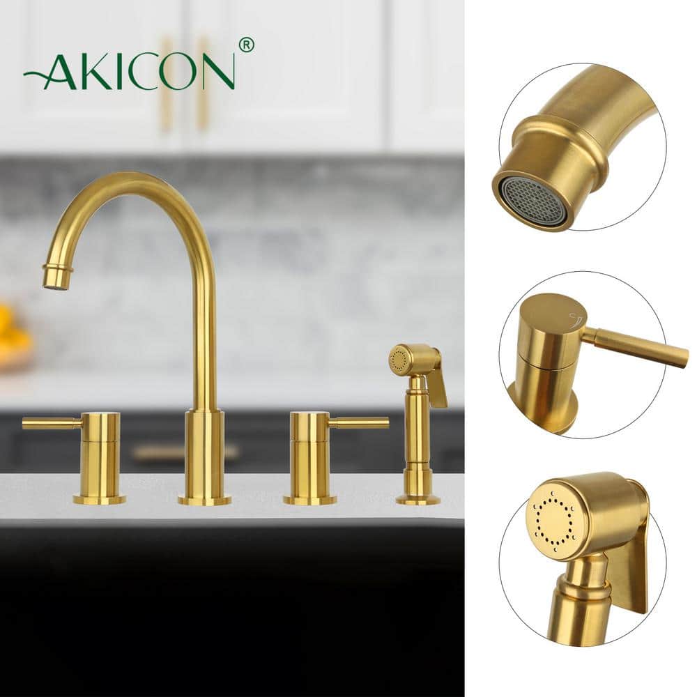 Brushed Gold Brass Kitchen Faucet with Pull-out Spray