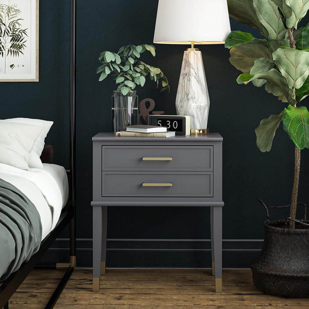 Cosmopolitan Westerleigh Graphite Gray Square End Table with Gold Accents