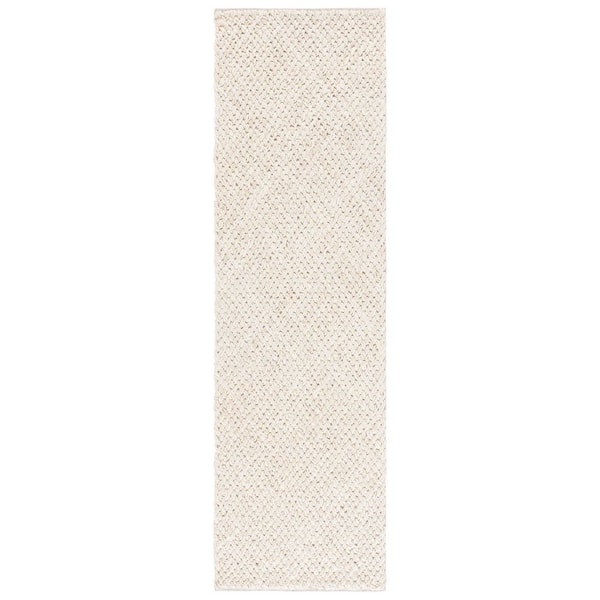 Natural Fiber 2 ft. x 8 ft. Bleach/Ivory Solid Color Runner Rug