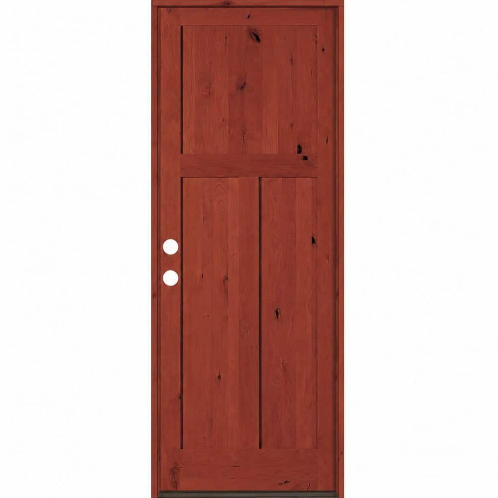 42 in. x 96 in. Rustic Knotty Alder 3 Panel Right-Hand/Inswing BEHR Amaretto Stain Wood Prehung Front Door price history on PriceWatchPro