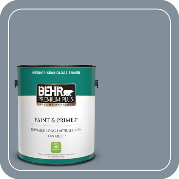 BEHR PREMIUM PLUS 1 gal. #MQ5-20 Cold Steel Semi-Gloss Enamel Low Odor Interior Paint & Primer