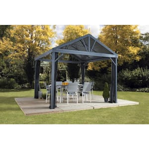 8 ft. D x 8 ft. W Sanibel Aluminum Gazebo with Galvanized Steel Roof Panels, 2-Track System, and Mosquito Netting