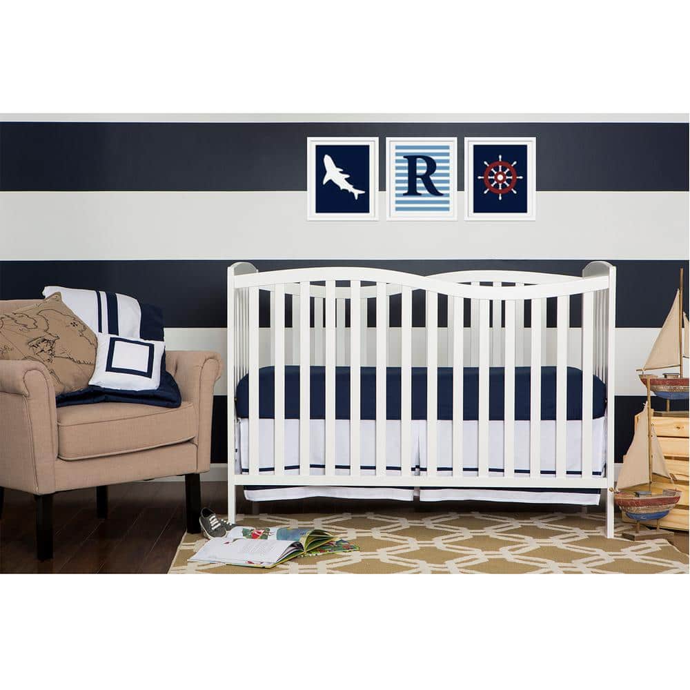 White Pinewood 5-in-1 Convertible Sleigh Crib