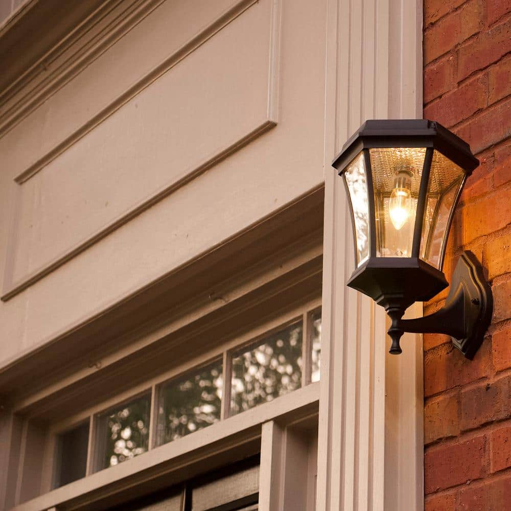 Victorian Black Aluminum Solar LED Lamp Post with Motion Sensor