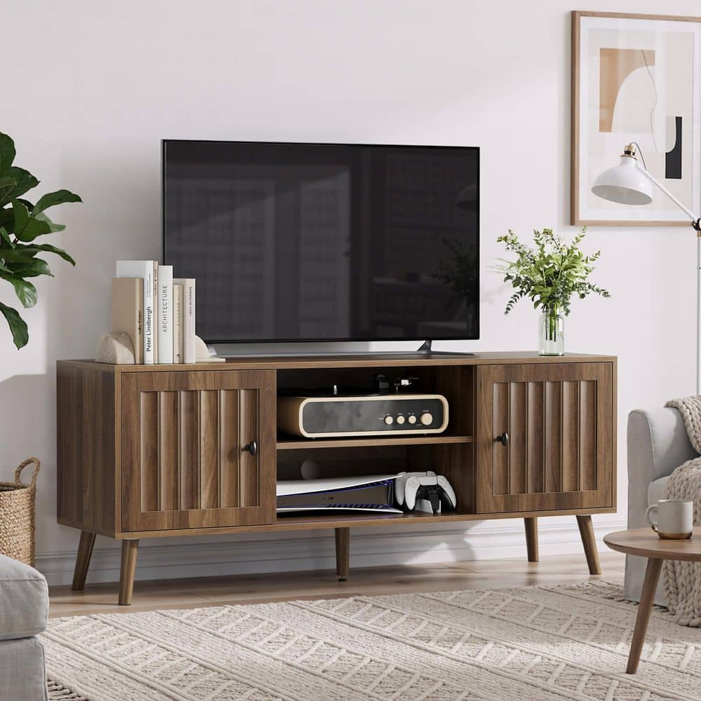 unico DIX TVボード W1800 Seafuloy Walnut 55 in.TV Stand Entertainment Center Fits TVs up to