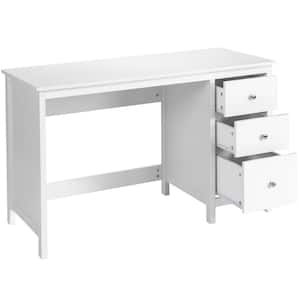 47 in. White Computer Desk Study Writing Desk Home Office Workstation with 3 Drawers
