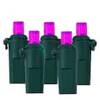 1 in. Pinkish-Purple LED Wide Angle Christmas Lights with Green Wire (Set of 60)