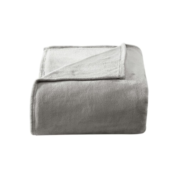 Poppy & Fritz Solid Ultra Soft Plush Gray Microfiber Full/Queen Blanket