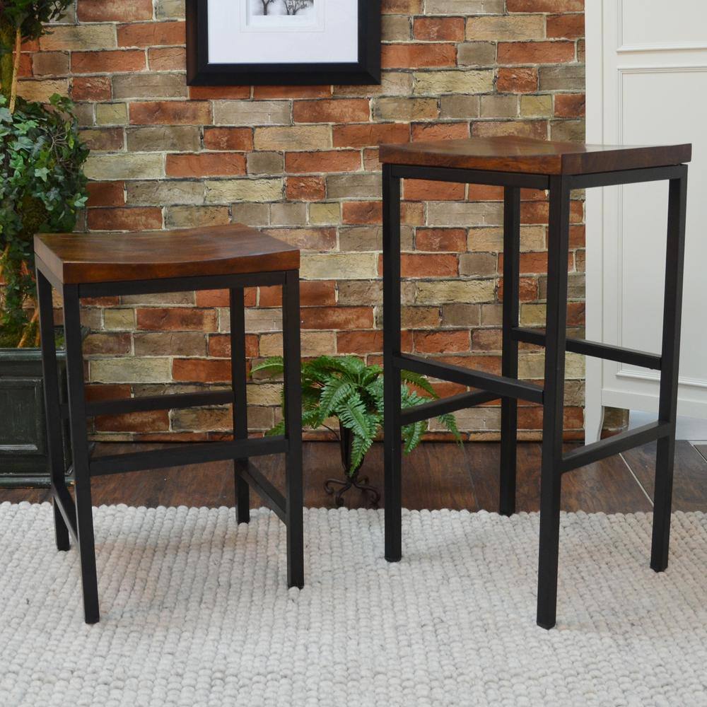Rustic Farmhouse 24" Saddle Stool in Chestnut and Black
