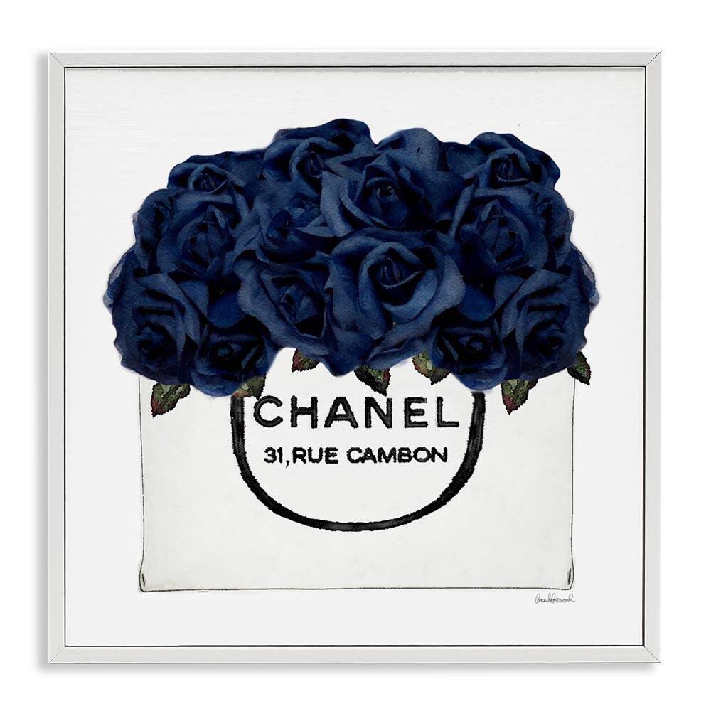 Trendy Chic Navy Blue Roses by Amanda Greenwood White Framed Giclee Art Print Nature 17 in. x 17 in. price history on PriceWatchPro