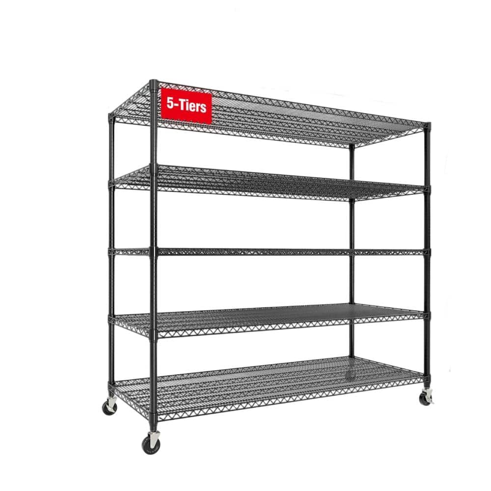 4-Tier Metal Storage Shelve Unit with Adjustable Shelf, Wire Shelving Rack for Kitchen Garage Pantry Bedroom price history on PriceWatchPro