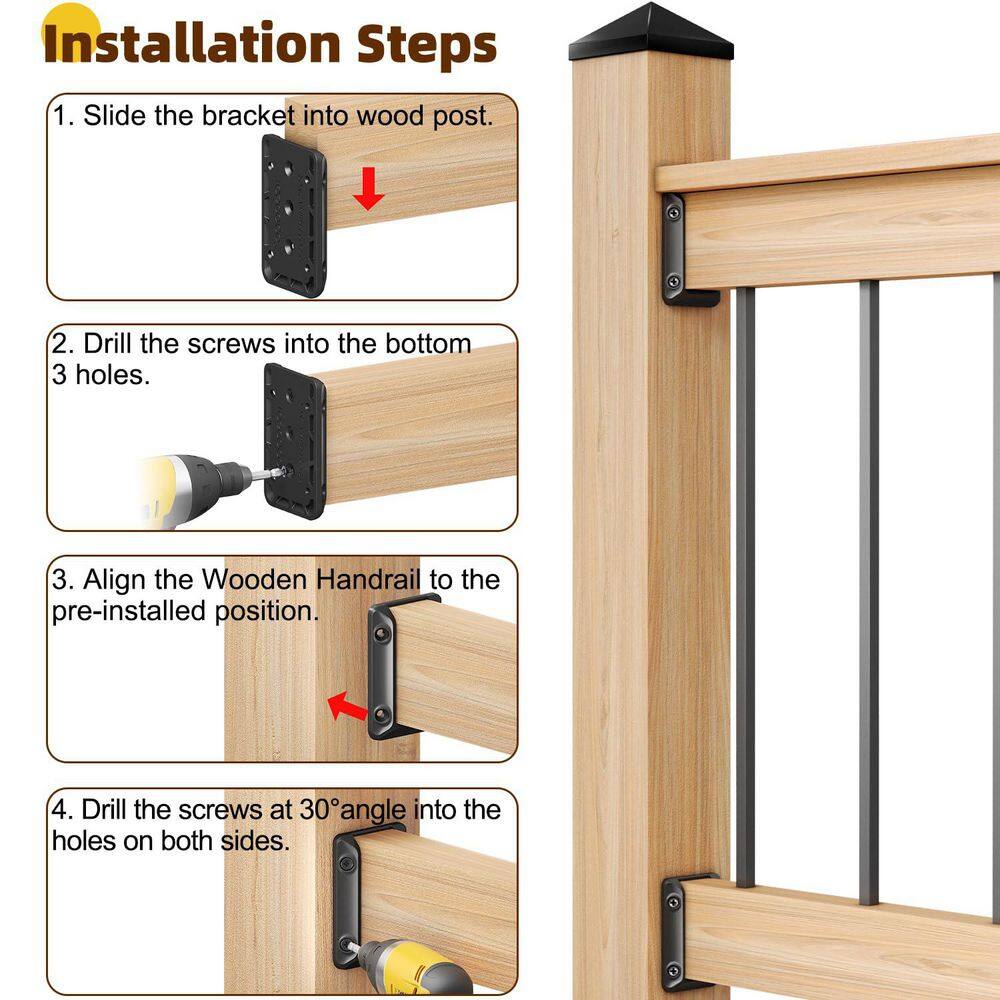 Black Nylon Deck Railing Bracket Connectors with Galvanized Screws
