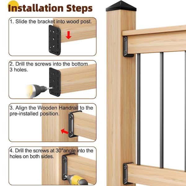 Deck Railing Bracket Connectors for 2 x 4NGalvanized Black Screws in Black (30-Pieces)