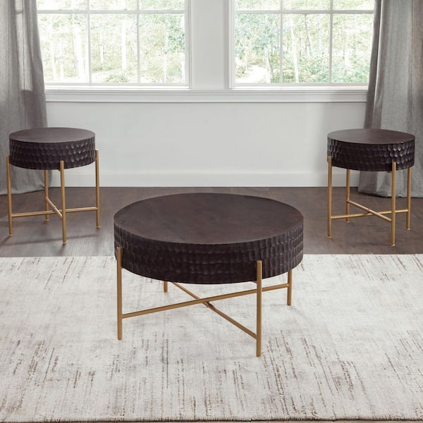 Steve Silver Bobbi 30 in. Brown Round Wood Coffee Table