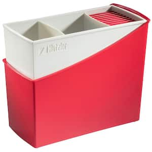 Cutlery Drainer / Flatware Caddy with Knife Slots in Red