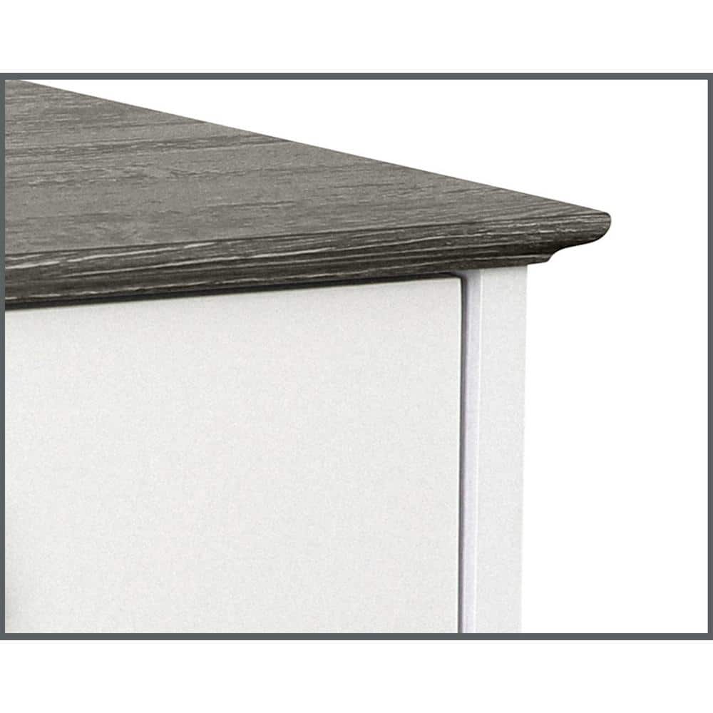 Modern Farmhouse Gray Oak & White 3-Drawer Storage Cabinet