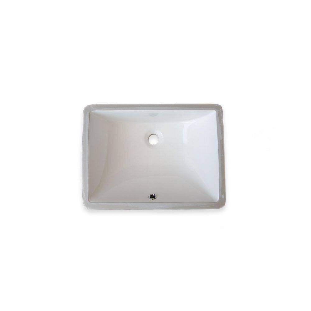 Bisque Ceramic Rectangular Undermount Bathroom Sink with Overflow