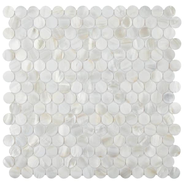 Merola Tile Conchella Mini Penny White 11-1/2 in. x 11-5/8 in. Natural Shell Mosaic Tile (0.95 sq. ft./Each)