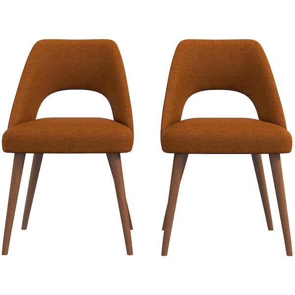 Ashcroft Furniture Co Adelaide Burnt Orange Fabric Wing Back Side Chair (set of 2)