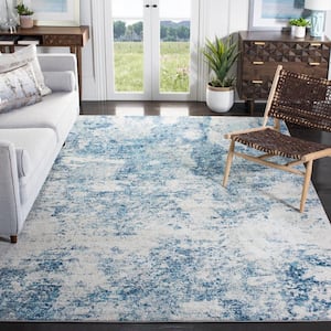 Brentwood Ivory/Navy 9 ft. x 12 ft. Abstract Area Rug