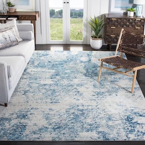 Brentwood Ivory/Navy 9 ft. x 9 ft. Square Abstract Area Rug