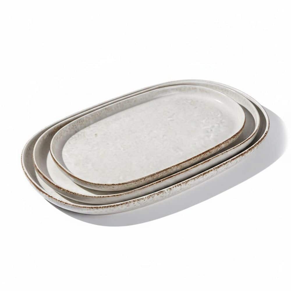 Beige Ceramic Decorative Platter (Set of 3) WK1789 - The Home Depot