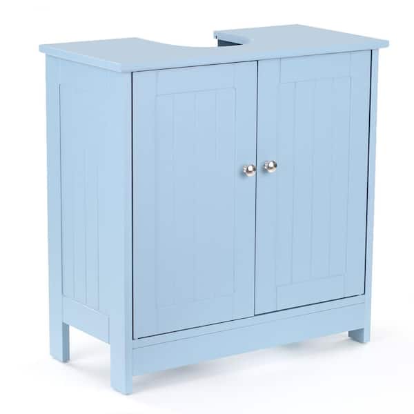 Unbranded 11.4 in. W x 23.6 in. D x 23.6 in. H Blue Linen Cabinet