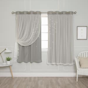 Dove Grommet Overlay Blackout Curtain - 52 in. W x 63 in. L (Set of 2)